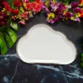 Assiette en papier jetable en forme de nuage avec bord en feuille d'argent pour fête. - Lot de 8 / Nuage Bleu Clair