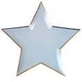 Hellblaue Stern Pappteller mit Goldrand Detailansicht, Einweg Party Geschirr für Kinder. - 8er Set / Blau mit Goldrand