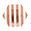 Sechseckige gestreifte Pappteller Roségold Partygeschirr Einwegteller für Geburtstag. - Sechseckiger Pappteller / 18cm 8er-Pack / Roségold Gestreift