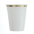 Gobelet en carton jetable, gobelets double paroi blancs avec bordure dorée, tasse à café 270ml - Lot de 8 / Blanc