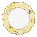 Gelber floraler Einweg Pappteller mit goldener Bogenkante fuer Party und Hochzeit 17.5cm - Gelb Geblümt / 8 Stück/Packung 17.5cm / Gelb