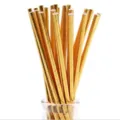 Gold metallic paper straws for party drinks, eco-friendly disposable cocktail tubes. - 25 Pieces Paper Straws Monochrome Gold Stamped