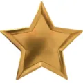 Goldene Stern Pappteller metallische Folie Einweggeschirr für Geburtstag Party Dekoration - 8er Set / Einfarbige Goldprägung