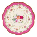 Vintage pink floral paper plate 17.5cm decorative party disposable tableware set of plates - Rose Red Flower / 8 Pieces/Pack 17.5cm / Rose Red