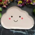 Cute cloud paper plate with silver foil rim for kids birthday party and celebration events. - 8 Pieces/Pack / Pink Small-Eye Cloud