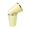 Gobelets en papier jetables jaune clair bordure or double paroi boisson froide 270ml - Lot de 8 / Jaune