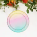 Regenbogen Pappteller Set für Party Dekoration, bunte runde Einweg Geschirr Teller. - 7 Zoll Regenbogen Teller / 8er Set