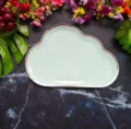 Mint green cloud paper plate with silver foil rim, perfect for kids birthday party and celebration. - 8 Pieces/Pack / Mint Green Cloud