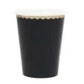 Gobelet en carton jetable noir avec bord doré festonné, tasse de fête boisson 270ml. - Lot de 8 / Noir