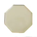 Disposable octagonal paper plate with gold foil rim, champagne yellow party tableware. - Gold-Stamped Yellow Octagonal Flat Plates
