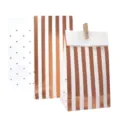 Roségold gestreifte und gepunktete Papiertüten, ideal für Partygeschenke und Süßigkeiten. - Geschenkbox / 6 Stück/Packung / Roségold