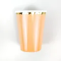 Gobelet en carton jetable unicolore avec bord festonné doré pour fête, café et boissons - Lot de 8 / Orange