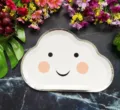 Disposable paper plates cute cloud shape silver foil rim children birthday party tableware - 8 Pieces/Pack / Shy Cloud No. 3