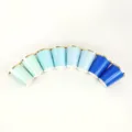 Gobelets en papier jetables bleu dégradé avec bordure feuille d'or, 270ml tasses pour fête pique-nique - Lot de 8 / Lot mixte de 4 nuances de bleu