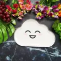 Cloud paper plate for kids birthday party, gold foil edge disposable cartoon cake plate. - 8 Pieces/Pack / Happy Cloud No. 2