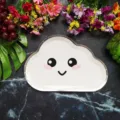 Cute cloud paper plate with gold foil rim for kids birthday party, disposable cake dish. - 8 Pieces/Pack / Happy Cloud No. 3