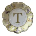Vintage floral disposable paper plate with gold letter T monogram for party wedding decor. - Lace Letter T / 8 Pieces/Pack 17.5cm / Multicolor