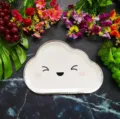 Cute cloud shape paper plate with gold foil edge, perfect for kids birthday party and cake. - 8 Pieces/Pack / Excited Cloud No. 2