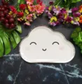 Cute cloud shaped paper plate with gold foil rim and smiling face for kids birthday party decor. - 8 Pieces/Pack / Excited Cloud No. 4