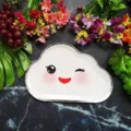 Cute cloud paper plate for kids birthday party, disposable cake plate with gold foil trim. - 8 Pieces/Pack / Smiling Cloud No. 1