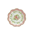 Vintage floral paper plate, 17.5cm scalloped disposable party dish for weddings and events. - Pink Large Flower / 8 Pieces/Pack 17.5cm / Pink