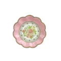 Vintage floral paper plate, pink scalloped disposable tableware for wedding party decoration - Pink Large Flowers / 8 Pieces/Pack 17.5cm / Pink