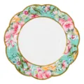 Floral paper plate with gold scalloped rim, 17.5cm disposable tableware for weddings. - Green Scalloped Edge / 8 Pieces/Pack 17.5cm / Green