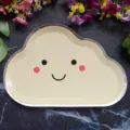Cute cloud paper plate with gold foil rim for kids birthday party and celebration events. - 8 Pieces/Pack / Yellow Small-Eye Cloud