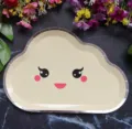 Cute cloud shaped disposable paper plate with gold foil border for children birthday party. - 8 Pieces/Pack / Yellow Bean-Eye Cloud