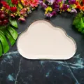 Cloud shaped paper plate with silver rim for birthday party, disposable cake tableware. - 8 Pieces/Pack / Pink Cloud