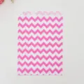 Sac en papier ingraissable chevron rose et blanc pour collations frites burger bonbon - Lot de 12 / Rose rouge