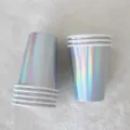 Bicchieri di carta olografici per festa usa e getta compleanno e decorazione dessert torta. - Bicchieri di Carta da 9.5 Oz (Confezione da 8)