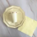 Einweg Pappteller Achteckig Mit Goldrand Becher Und Servietten Party Geschirr Set Gelb - Goldfolie Zehneck Fünfteiliges Set / Gelb