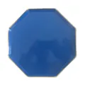 Blaue achteckige Einweg-Pappteller mit Goldfolienkanten fuer Geburtstagsparty und Picknick. - 8er Set / Saphirblau