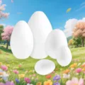 Set de huevos de Pascua de papel maché DIY blancos, base plana para pintar y decorar. - 5.5x7cm / Blanco