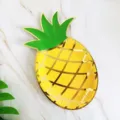Ananas Pappteller Goldfolie Gelb Party Teller Geschirr Deko Obst Dessert Pappteller - Ananas-Teller / 8 Stück/Packung / Orange Grün