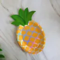 Goldfolie Ananas Pappteller Party Einweggeschirr gelbe Obstschale für Feiern und Events - Ananas-Teller / 8 Stück/Packung / Farbverlauf Orange