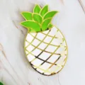 Ananas Pappteller Goldfolie Einweg Party Geschirr Gelber Obstteller fuer Event Feier Deko - Weiß Goldblatt Ananas Teller / 8 Stück/Packung / Weiß