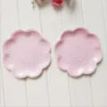 Rosa Blumen Papierteller Set für Party Hochzeit Geburtstag Deko Tischgeschirr süß. - 8er Set / Rosa Punkte