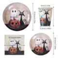 Halloween disposable tableware set paper plates cups cute ghost pumpkin party decoration - Tableware Set (8 Plates, 8 Plates, 8 Cups, 16 Napkins)