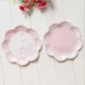 Rosa Blumen Pappteller Einweggeschirr für Party Hochzeit Geburtstag Deko Zubehör - 8er Set / Rosa Punkte