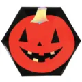 Halloween disposable paper plates hexagonal orange pumpkin party tableware spooky decor - Pumpkin Plate / 8 Pieces