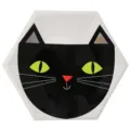 Halloween black cat disposable paper plate hexagonal party table decoration eco friendly - Cat Tray / 8 Pieces