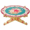 Retro floral cardboard cupcake stand European style tier cake display for wedding party decor - Double-Sided Single-Tier Silver-Stamped Cake Stand