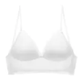 Witte ijszijde draadloze driehoek bh met dunne bandjes, elegante sexy stijl voor de zomer. - S / Tops / Wit A