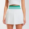Gonna sportiva plissettata da donna con vita alta a righe per tennis golf fitness corsa. - Taglia S / Bianco e verde foglia