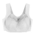 Close-up detail of white lace seamless bra, featuring wide straps and floral lace wrap for comfort. - 34/75 (S) / Gray