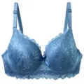 Blue full lace bra for women, sexy french wired underwire intimates lingerie plus size. - 70B / Teal