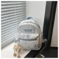 Mini canvas backpack with cute butterfly pattern and fashion style, perfect for daily casual use. - With Pendant / Blue