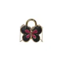 Butterfly acrylic evening bag with gold chain, stylish glitter shoulder bag for women. - Black/Rose Red